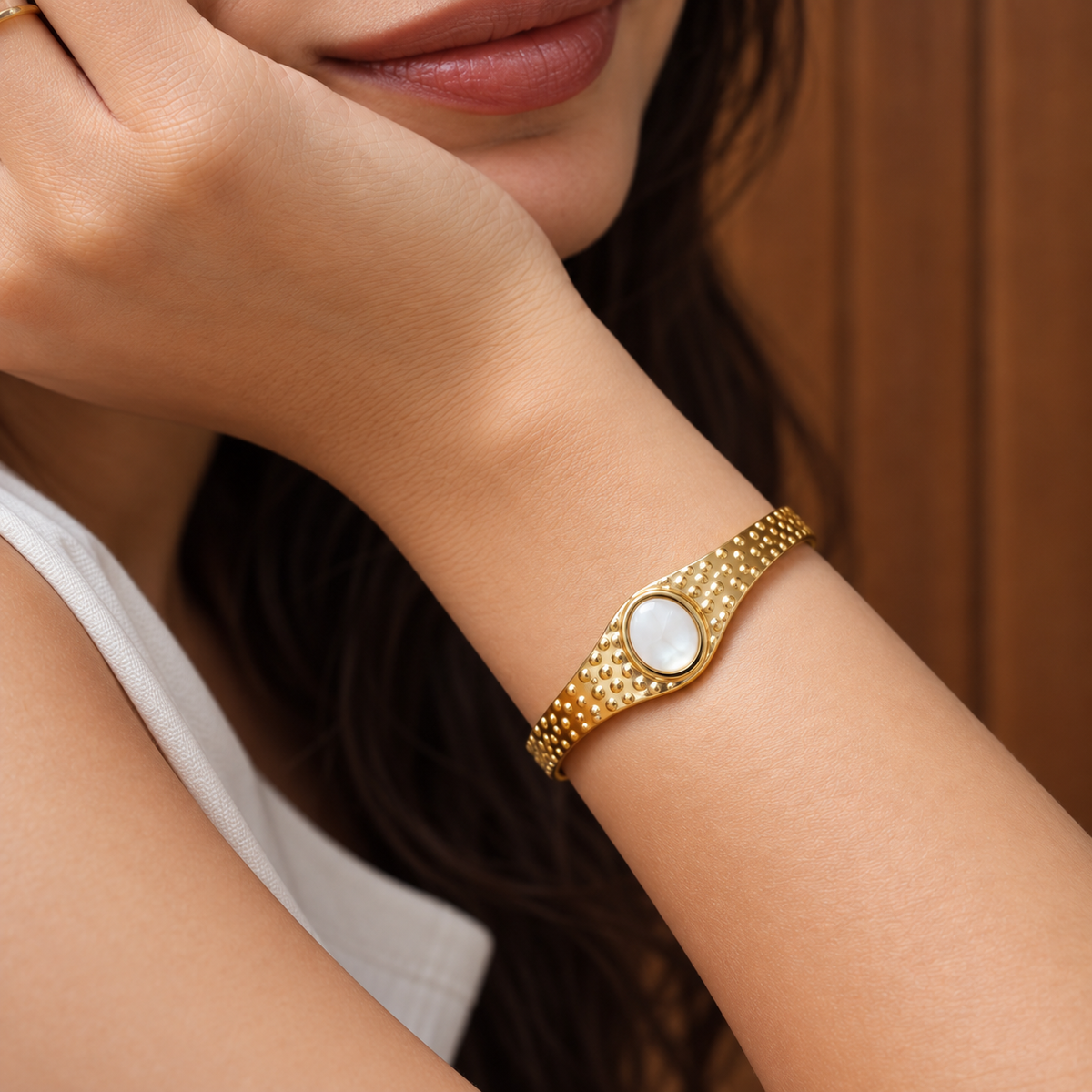 Lunara stone Cuff Bangle